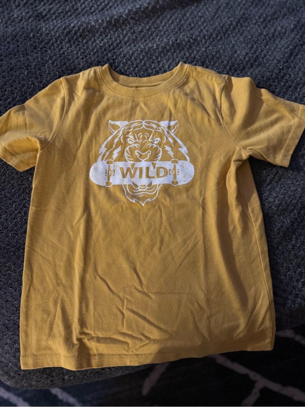 Garanimals Yellow Tee with White Tiger Skateboard Graphic
